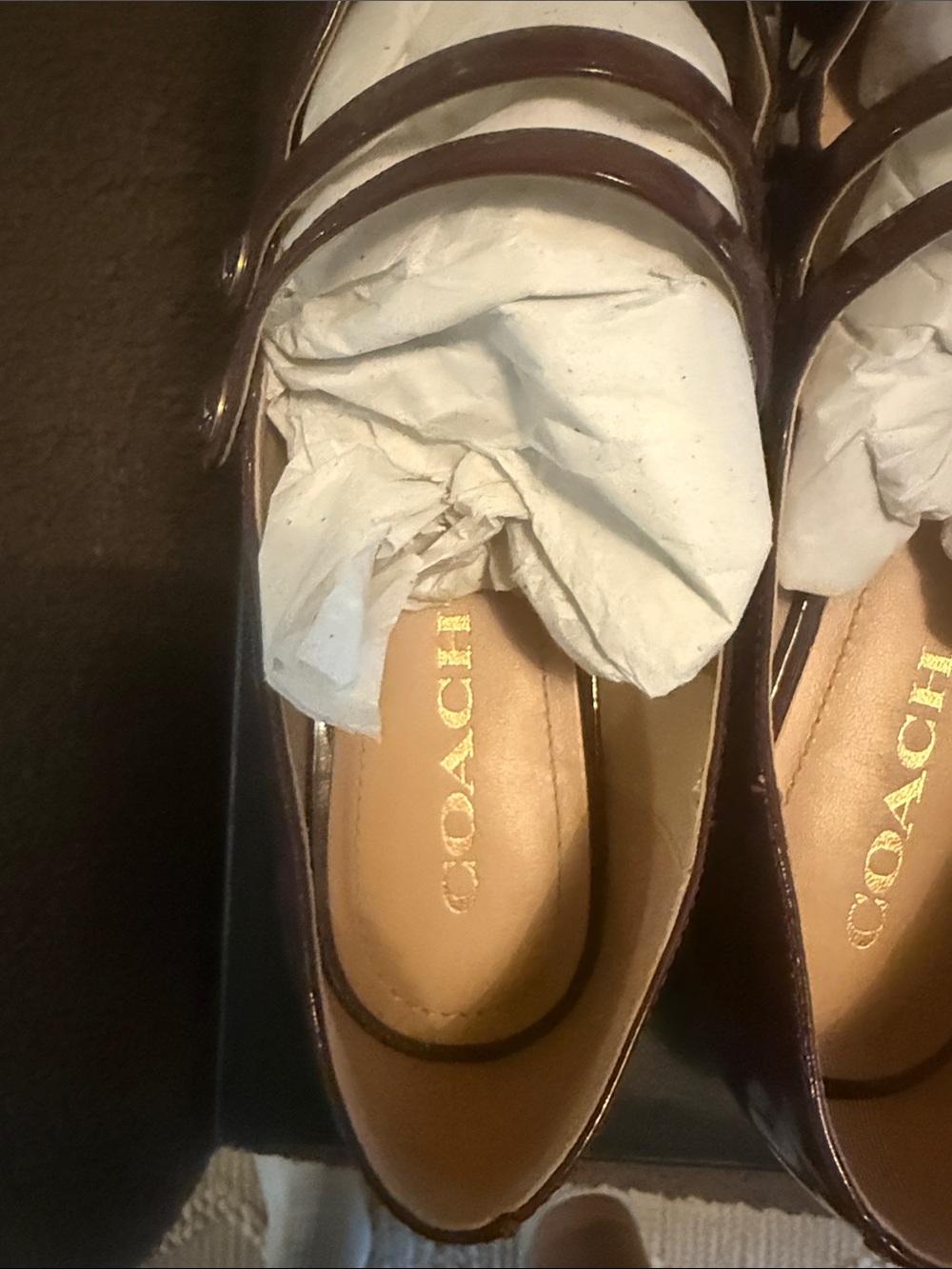 Coach Women's Winley Maryjane Patent Burgundy Merlot ballet Flats size 9 - Picture 3 of 7